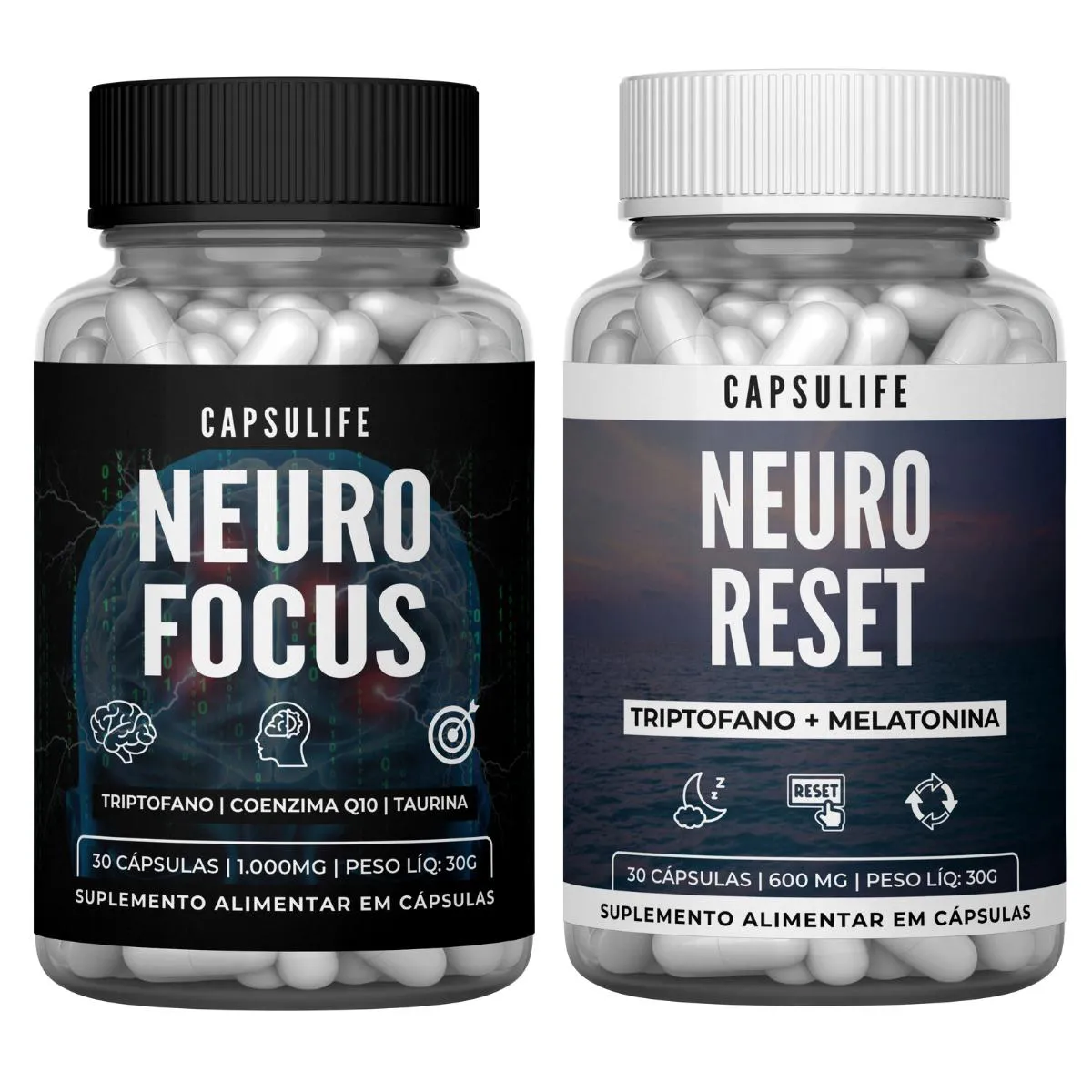 1X NEURO FOCUS 30 CáPSULAS + 1 NEURO RESET 30 CáPSULAS Neutro