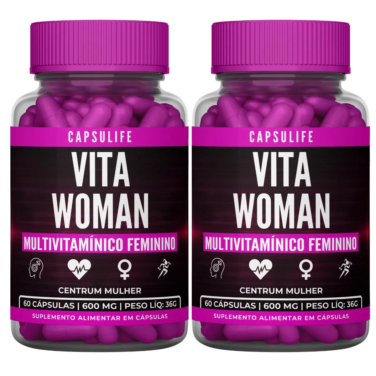 2 VITA WOMAN MULTIVITAMíNICO FEMININO 60 CáPSULAS Neutro