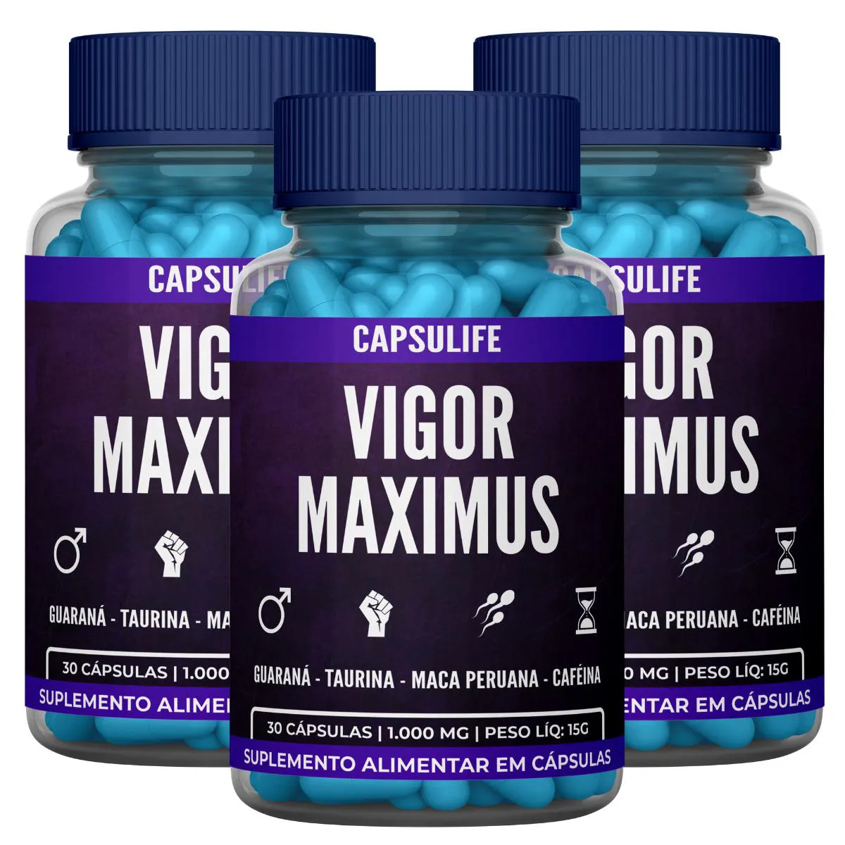 3 SUPLEMENTOS VIGOR MAXIMUS 90 CáPSULAS Neutro
