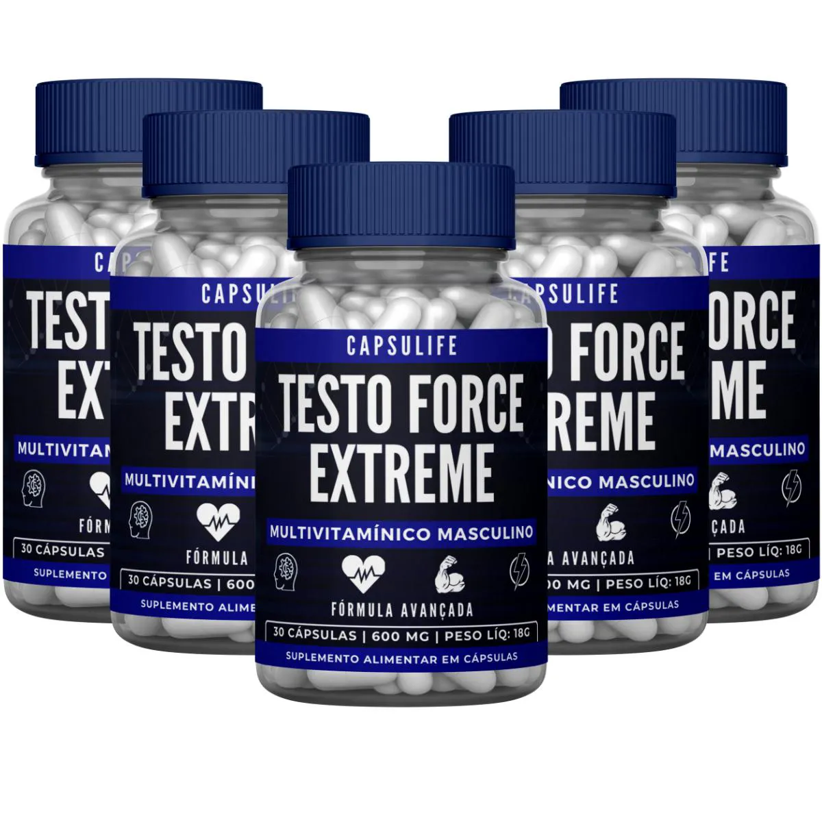 5X TESTO FORCE EXTREME 180 CáPSULAS - SUPLEMENTO MASCULINO Neutro