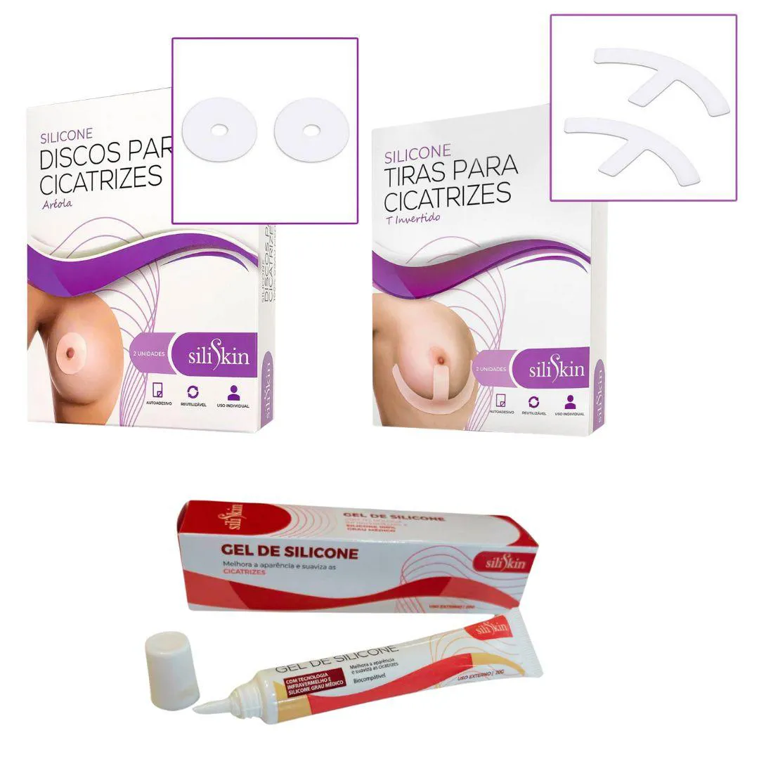 COMBO FITA DISCO ARÉOLA + T INVERTIDO E GEL POMADA 20G SILISKIN