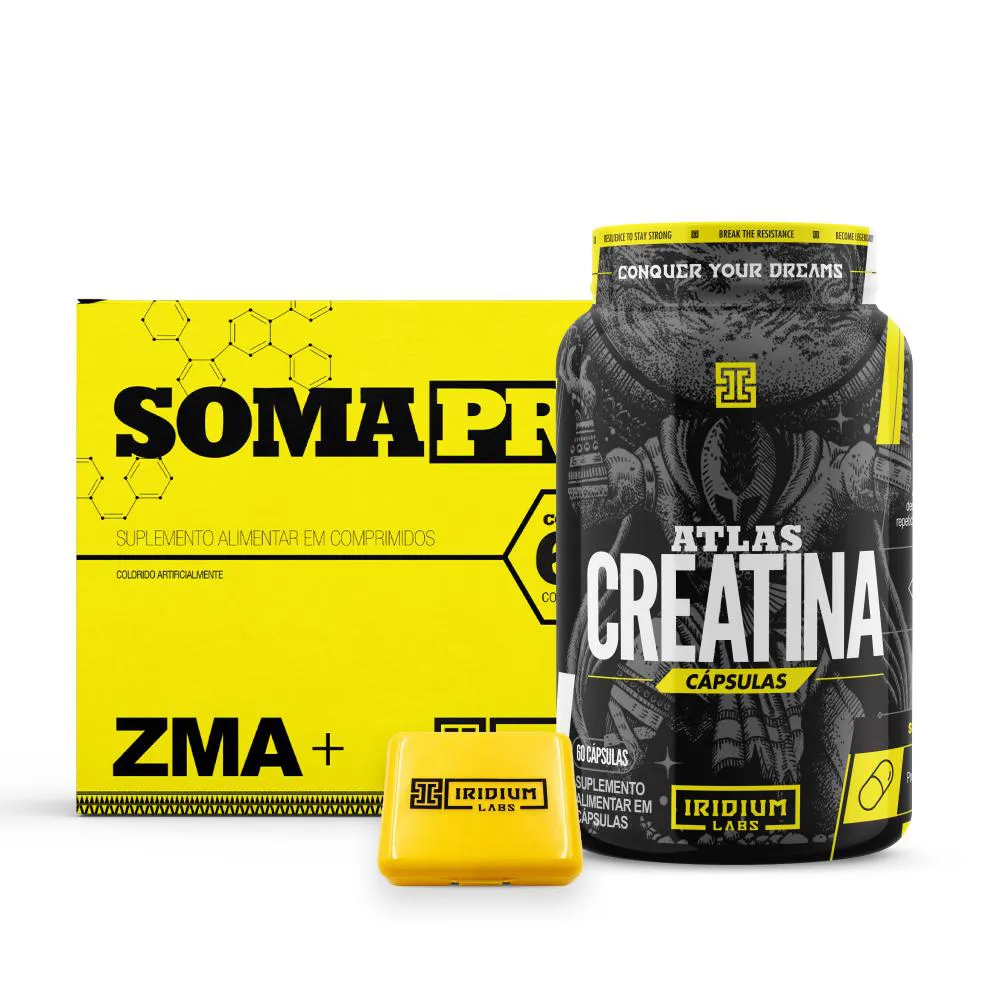 KIT SOMA PRO + ATLAS CREATINA 60 CAPS + PORTA CáPSULA -  IRIDIUM LABS
