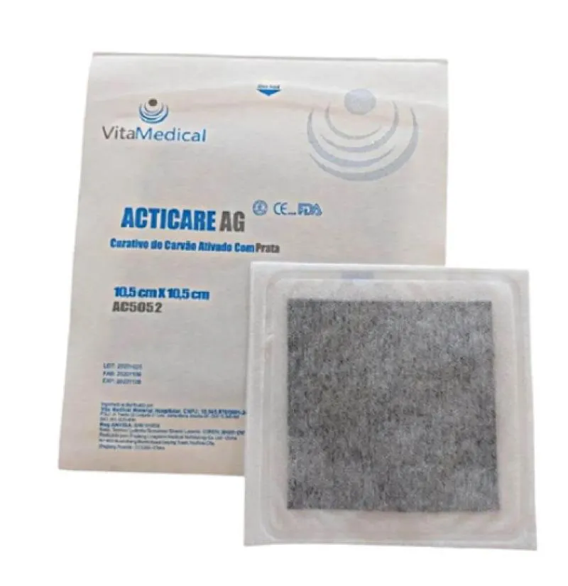 CURATIVO CARVãO ATIVADO E PRATA 10,5X10,5CM VITAMEDICAL CX 10UN