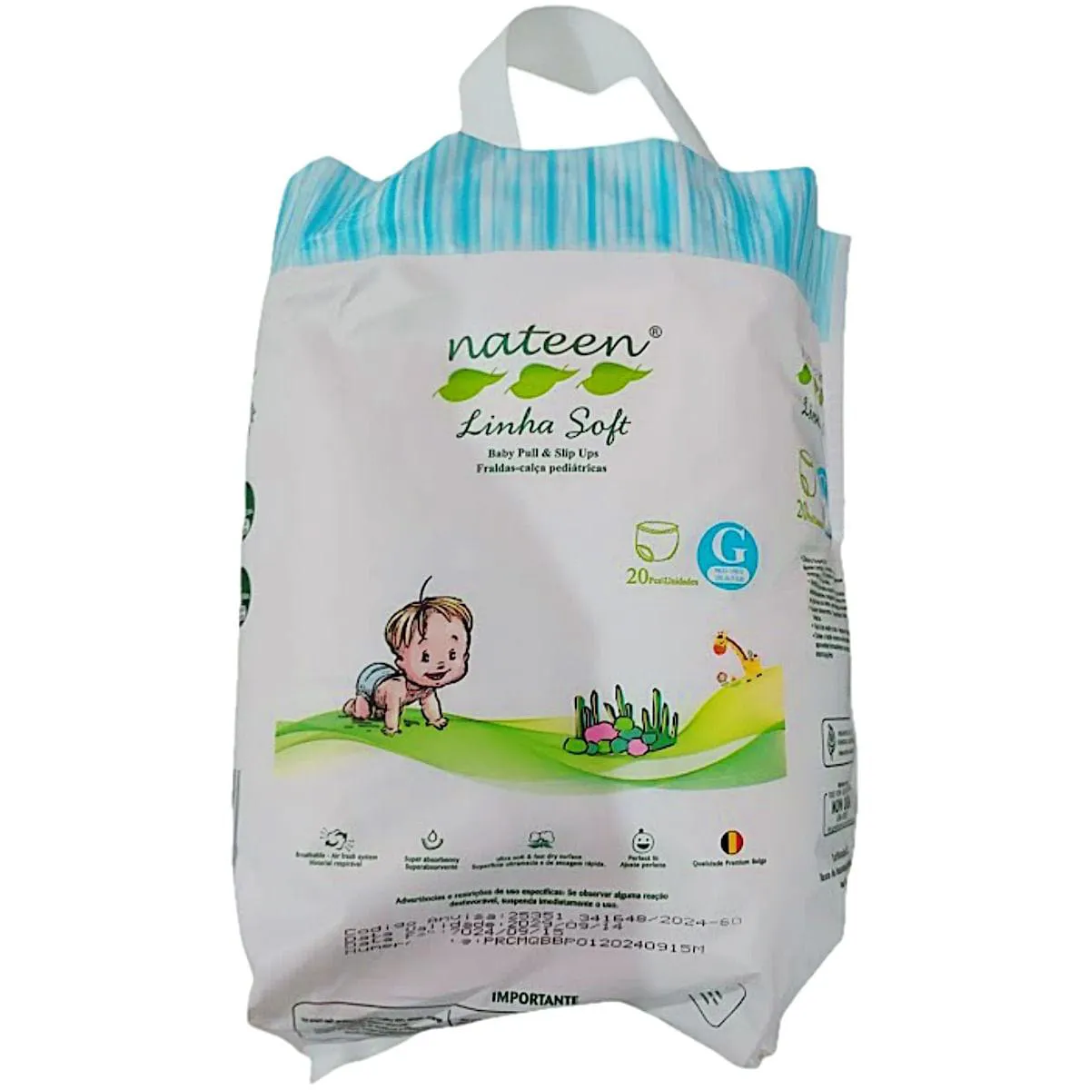 FRALDA-CALçA PEDIáTRICA NATEEN SOFT G 20 UNIDADES