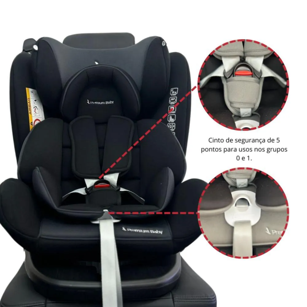 CADEIRINHA PARA CARRO MURPHY LUX 360ª PRETA PREMIUM BABY