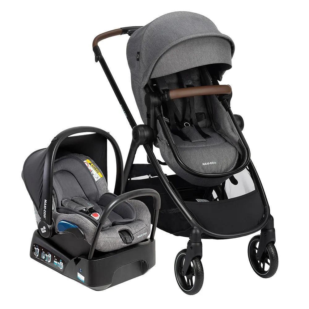 CARRINHO COM BEBê CONFORTO E BASE TRAVEL SYSTEM ANNA³ TRIO SELECT GREY - MAXI-COSI