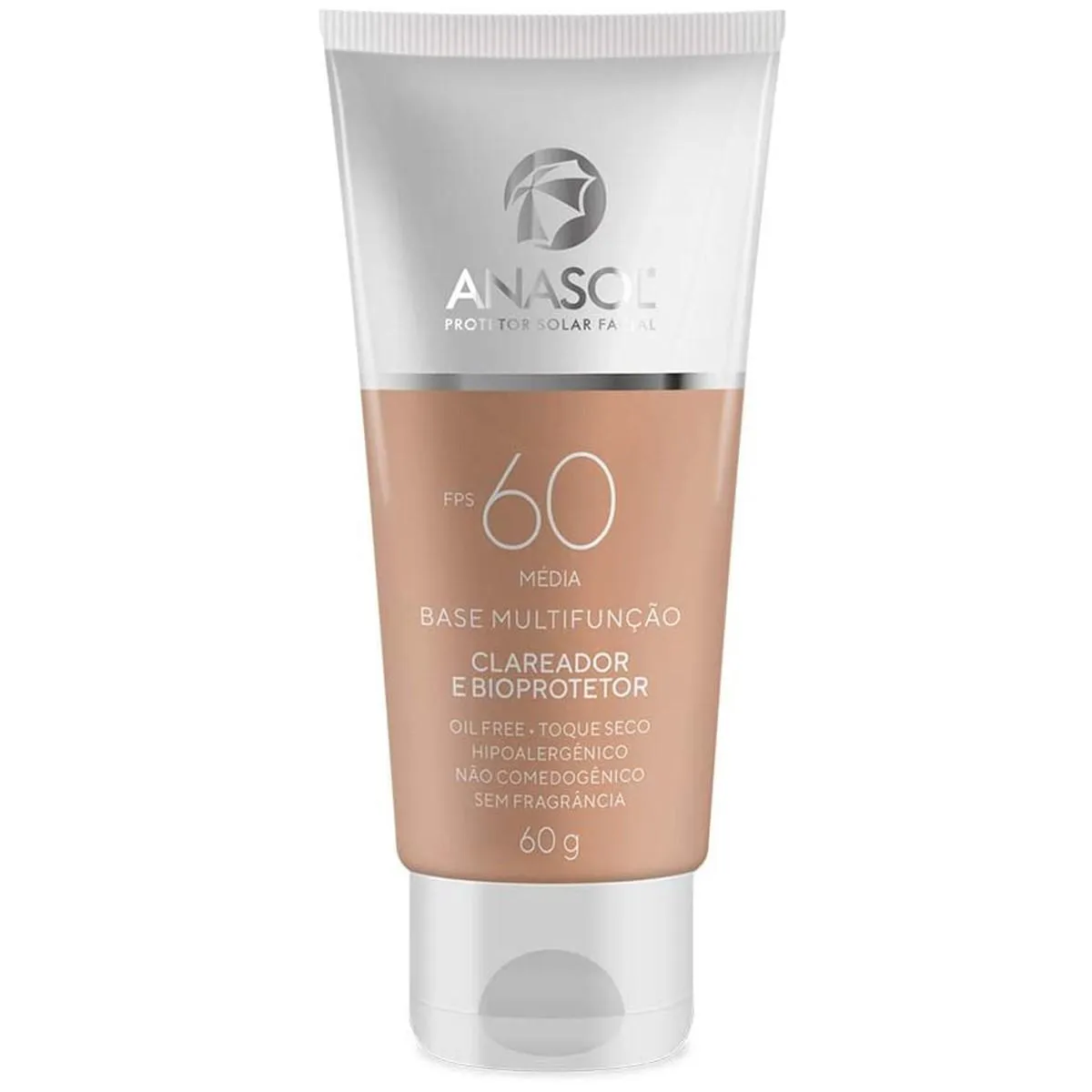 ANASOL PROTETOR SOLAR FACIAL ANASOL BASE CLARA MULTIFUNçãO CLAREADOR FPS 60 60 G - VEGANO