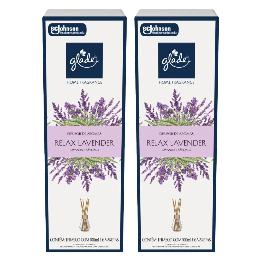 KIT 2 DIFUSOR DE AROMAS RELAX LAVENDER GLADE HOME FRAGRANCE 100ML CADA