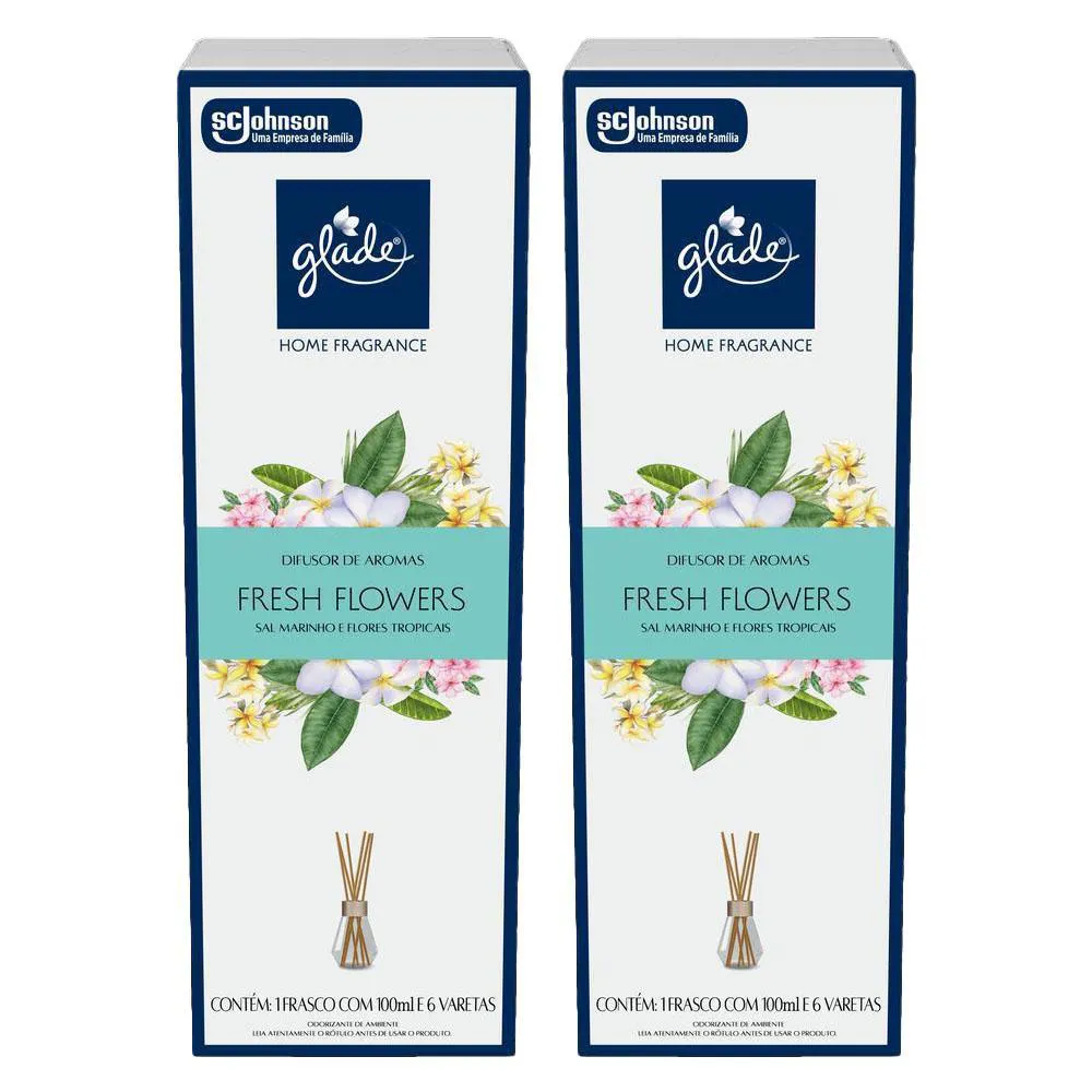 KIT 2 DIFUSOR DE AROMAS FRESH FLOWERS GLADE HOME FRAGRANCE 100ML CADA