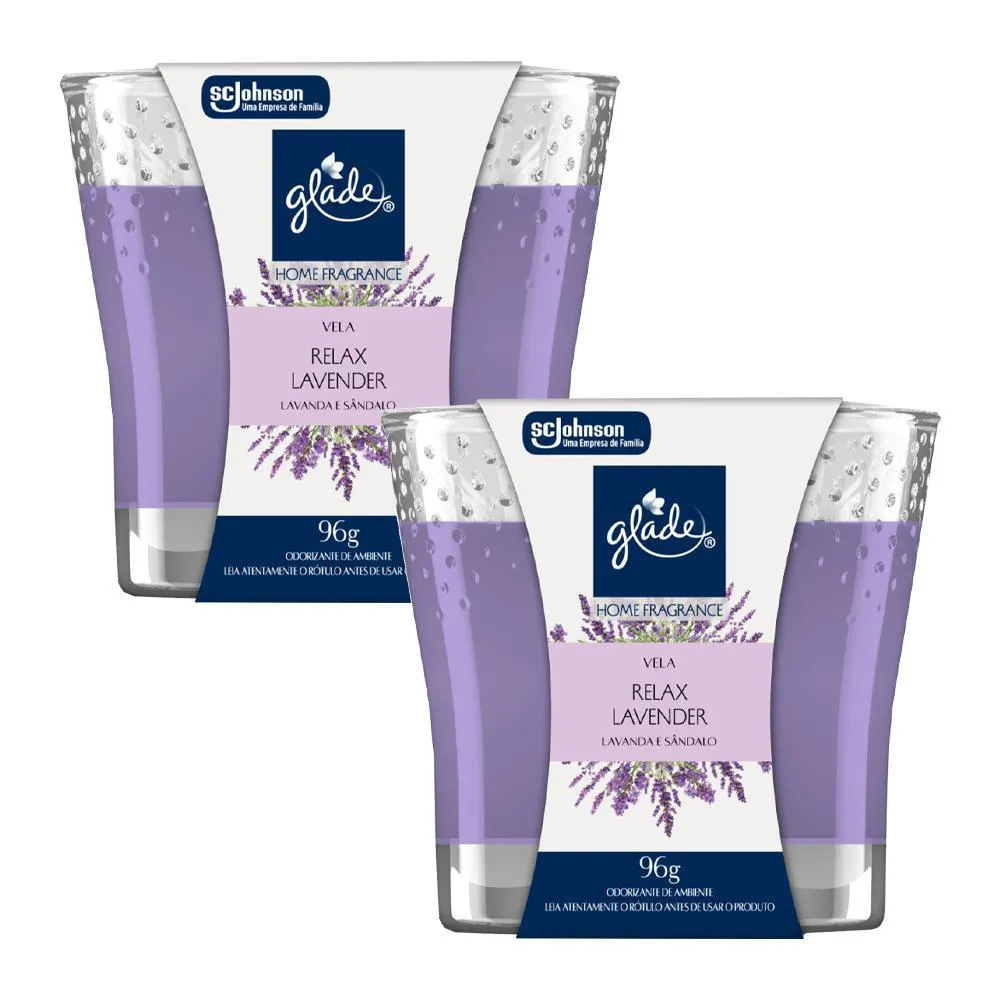 KIT 2 VELA PERFUMADA RELAX LAVENDER GLADE HOME FRAGRANCE 96G CADA