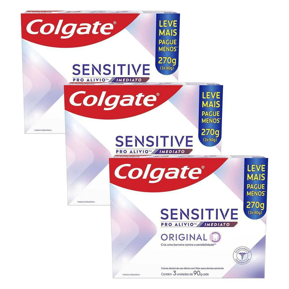KIT 3 PACK CREME DENTAL COLGATE SENSITIVE PRO-ALíVIO IMEDIATO 90G