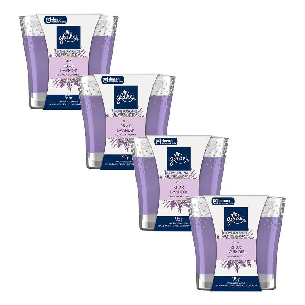 KIT 4 VELA PERFUMADA RELAX LAVENDER GLADE HOME FRAGRANCE 96G CADA