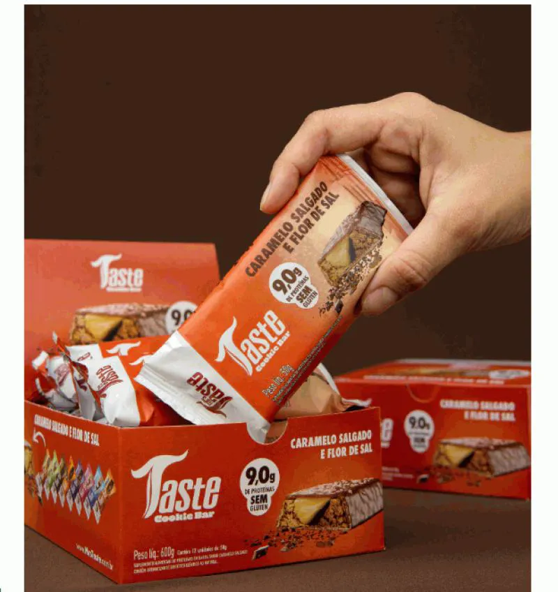 TASTE COOKIE BAR DISPLAY (12 UNID 45G) - SABOR: CARAMELO SALGADO E FLOR DE SAL (12 UNID. 50G)