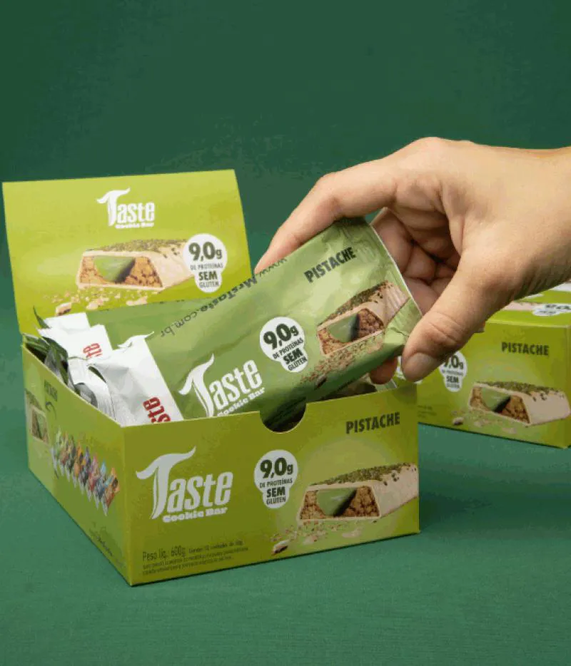 TASTE COOKIE BAR DISPLAY (12 UNID 45G) - SABOR: PISTACHE (12 UNID. 50G)