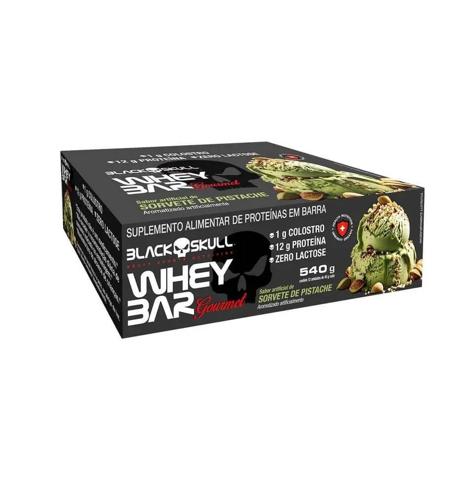 WHEY BAR GOURMET (CAIXA 12 UNID. 45G) - SABOR: SORVETE DE PISTACHE