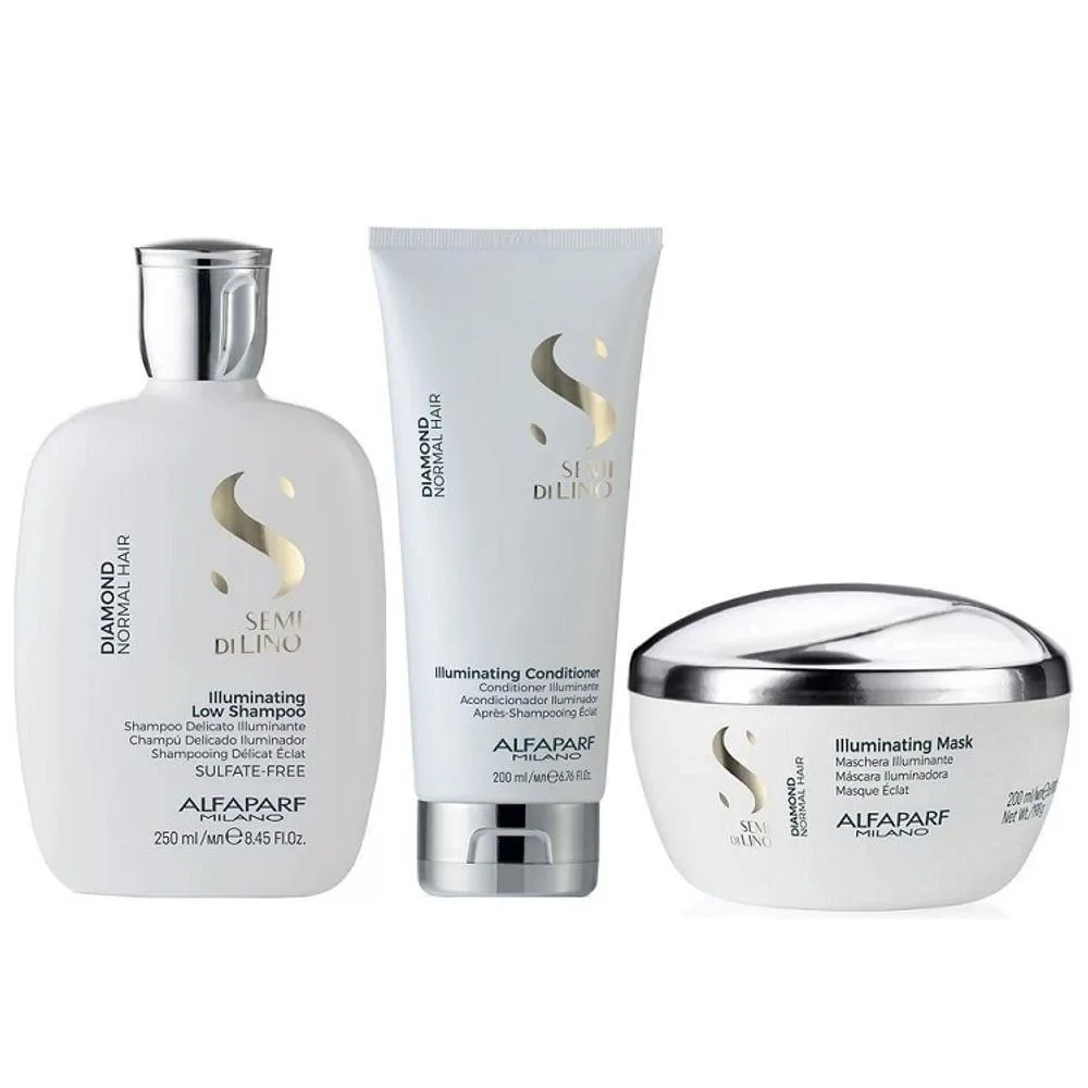 KIT DE TRATAMENTO ALFAPARF SEMI DI LINO DIAMOND ILLUMINATING PEQUENO