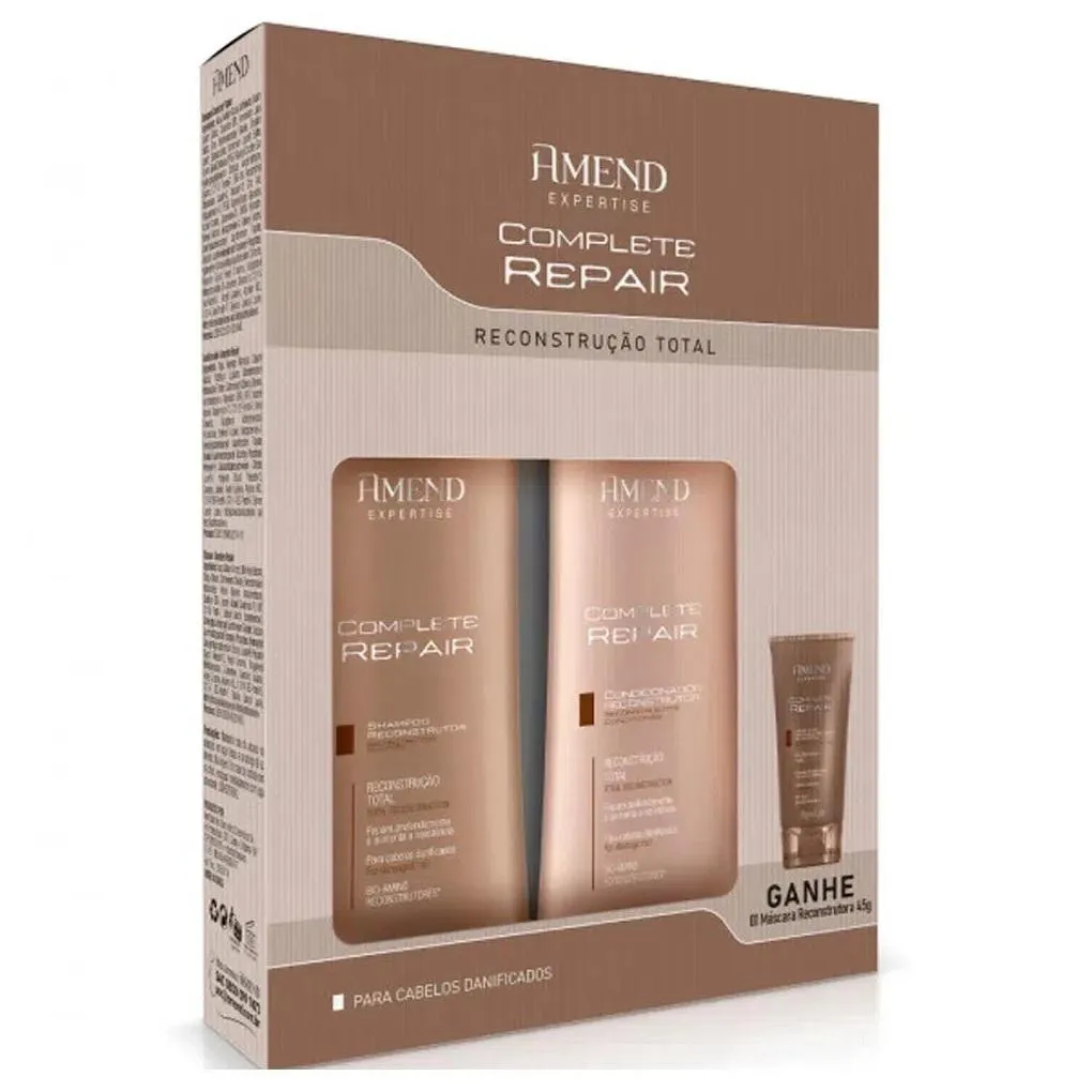 KIT SHAMPOO E CONDICIONADOR AMEND COMPLETE REPAIR + MáSCARA 45G