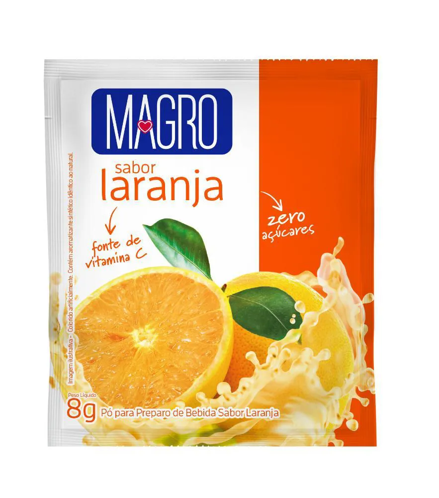 REFRESCO MAGRO SABOR LARANJA ZERO ACUCARES 8G