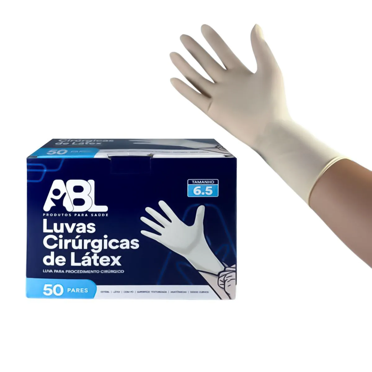 KIT LUVA CIRÚRGICA ESTÉRIL COM PÓ ABL PREMIUM 150 PARES TAM: 7,5