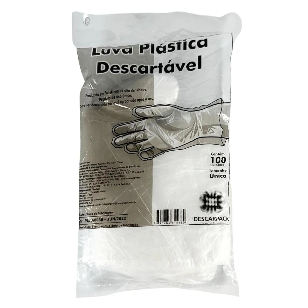KIT LUVA PLÁSTICA NÃO ESTÉRIL DESCARTÁVEL DESCARPACK PCT 500UN
