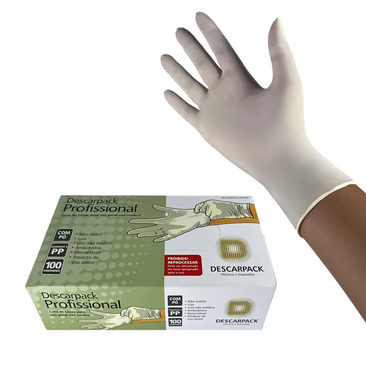 KIT LUVA PROCEDIMENTO NÃO CIRÚRGICO LÁTEX C/ PÓ DESCARPACK 500UN TAM: PP