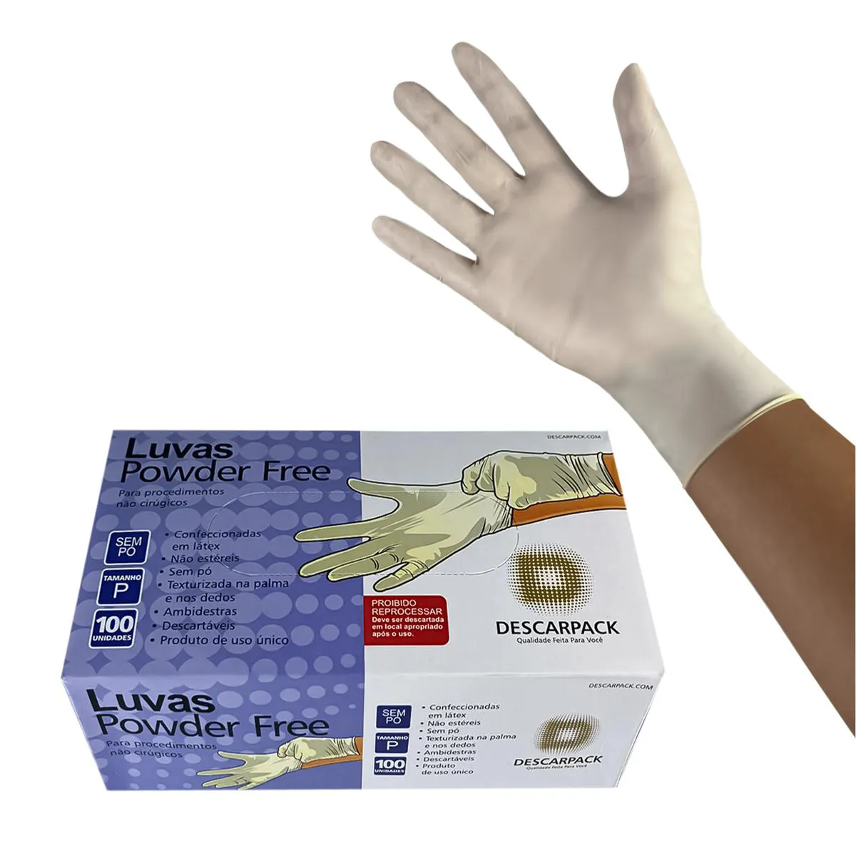 KIT LUVA PROCEDIMENTO NÃO CIRÚRGICO LÁTEX S/ PÓ DESCARPACK 1000UN TAM: G