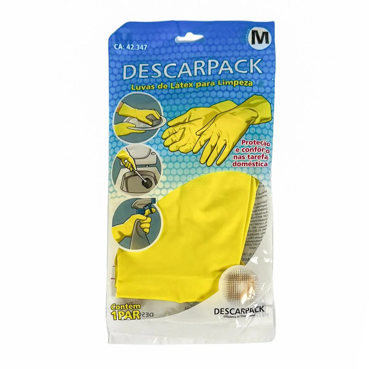 LUVA LÁTEX PARA LIMPEZA AMARELA DESCARPACK 1 PAR TAM:P