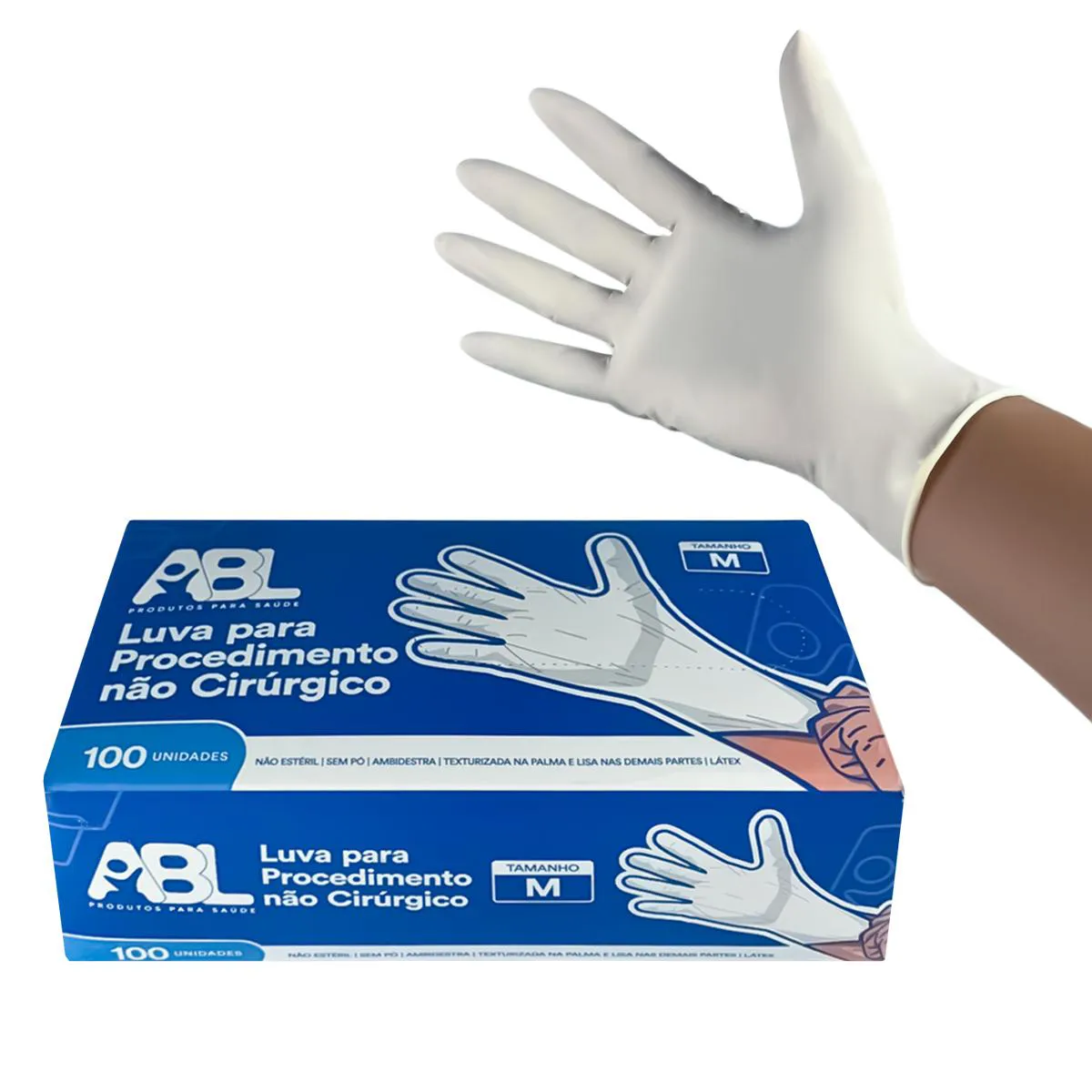 LUVA PARA PROCEDIMENTO NÃO CIRÚRGICO LÁTEX SEM PÓ ABL 100UN TAM: G