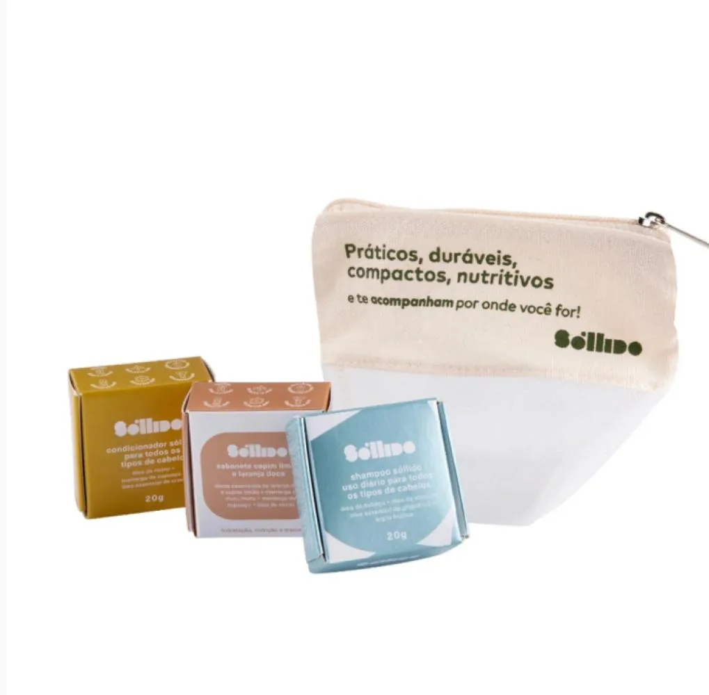 KIT VIAGEM SHAMPOO, CONDICIONADOR E SABONETE 20G CADA - ALVA (SOLLIDO)