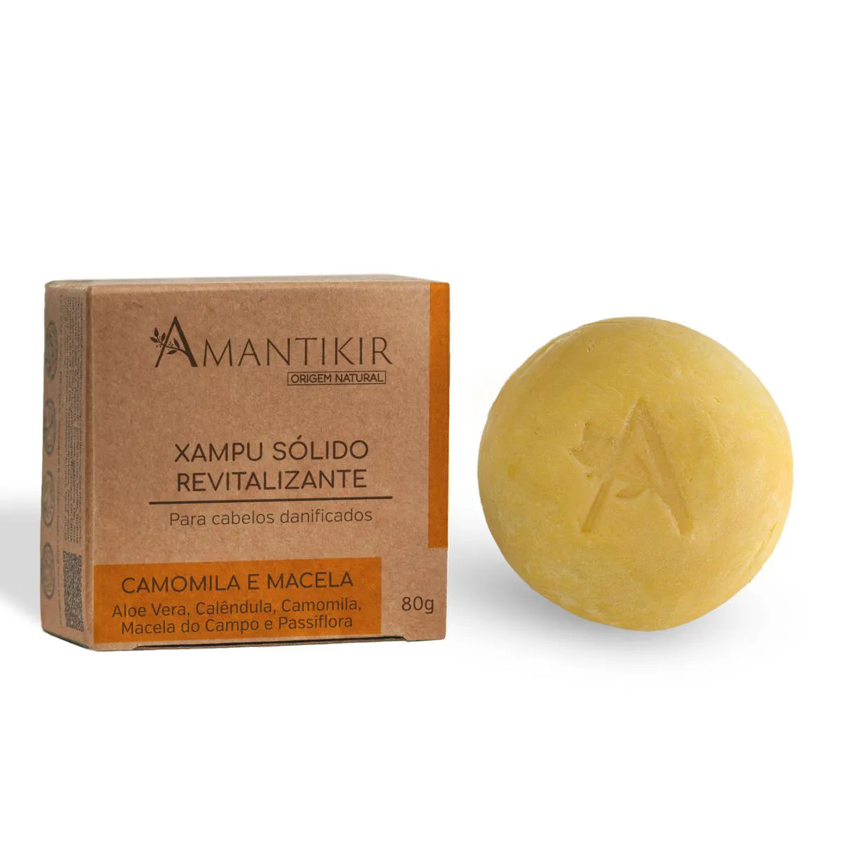 XAMPU SóLIDO REVITALIZANTE – CAMOMILA E MACELA 80G