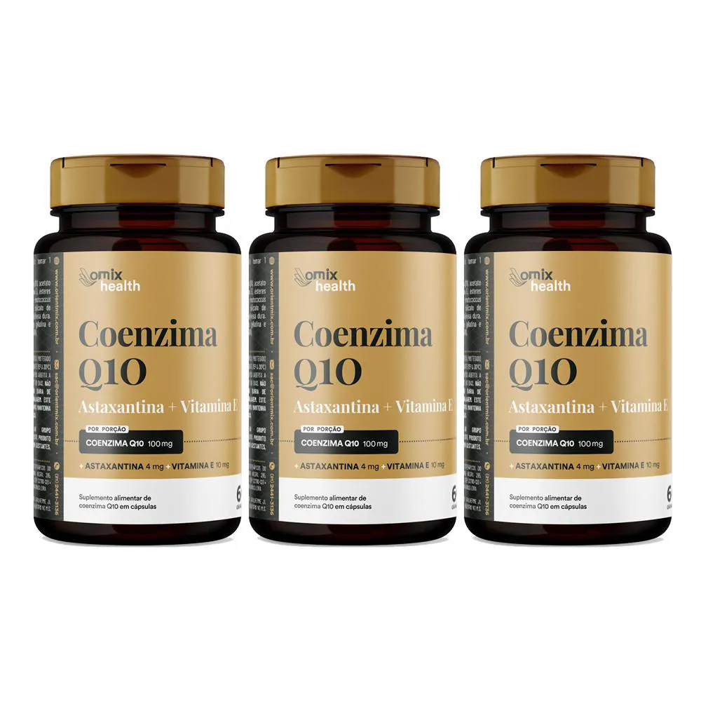 KIT 3X - COENZIMA Q10 OMIX HEALTH - 60 CáPSULAS - OMIX
