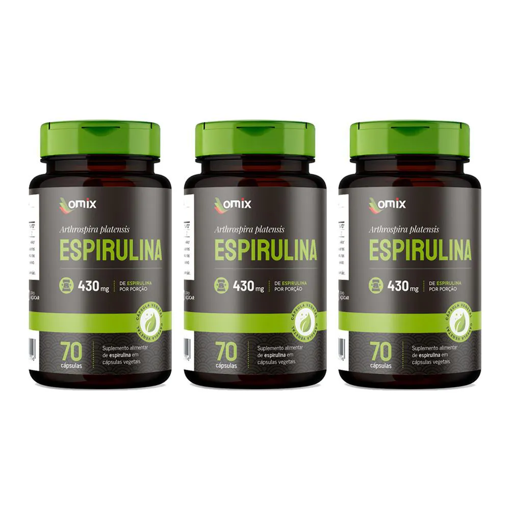 KIT 3X - ESPIRULINA - 70 CáPSULAS - OMIX