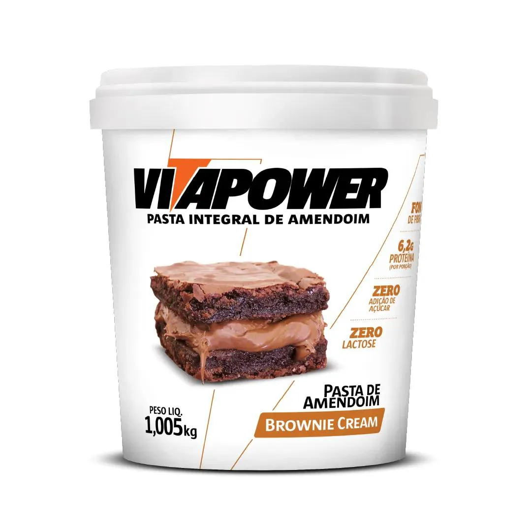 PASTA DE AMENDOIM VITAPOWER INTEGRAL POTE 1005G SABOR BROWNIE CREAM