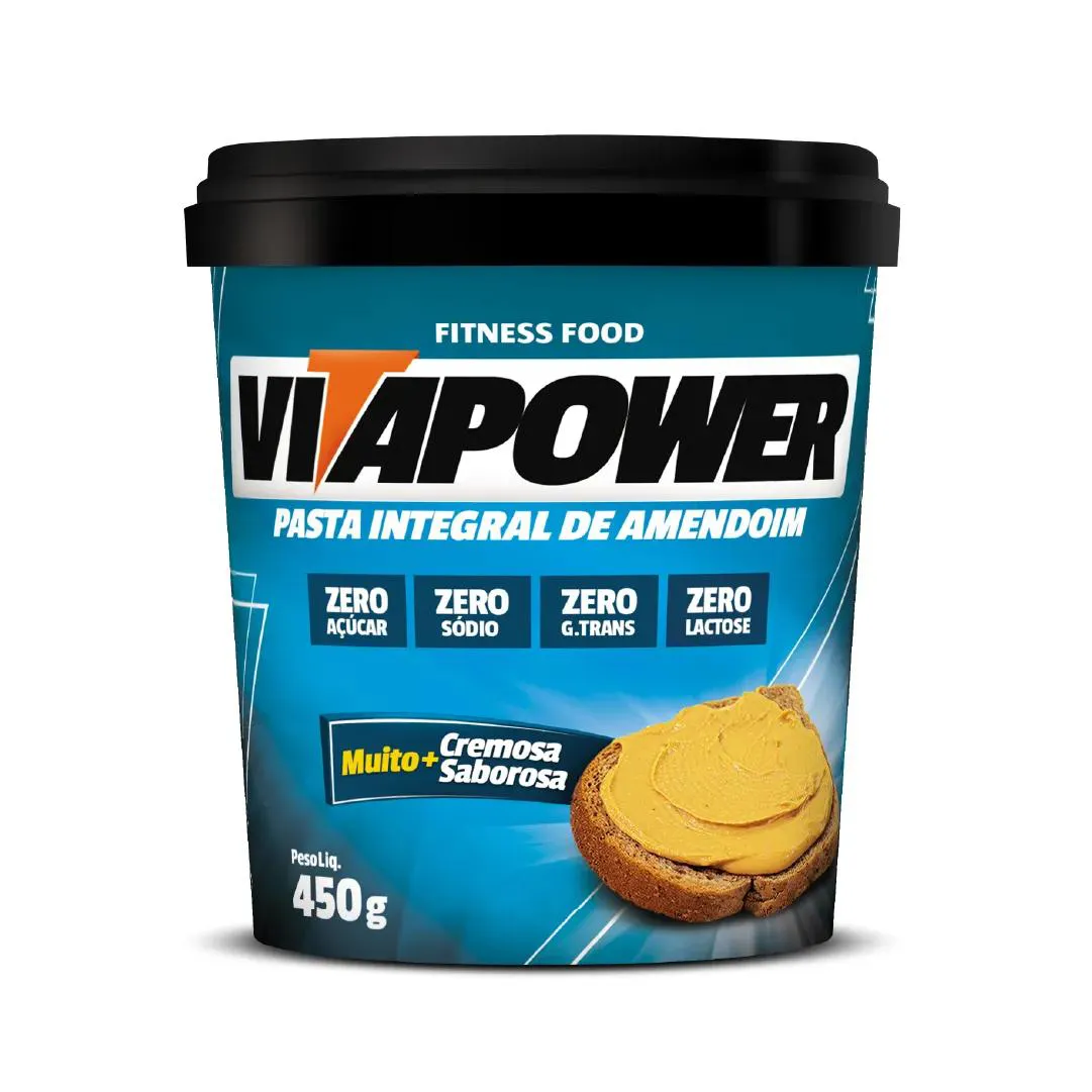 PASTA DE AMENDOIM VITAPOWER INTEGRAL POTE 450G SABOR TRADICIONAL
