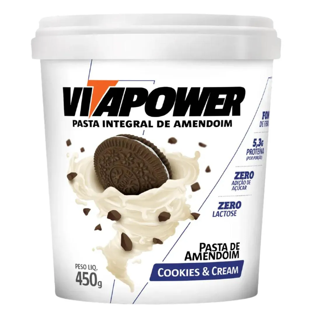 PASTA DE AMENDOISM VITAPOWER INTEGRAL POTE 1005G SABOR COOKIES & CREAM