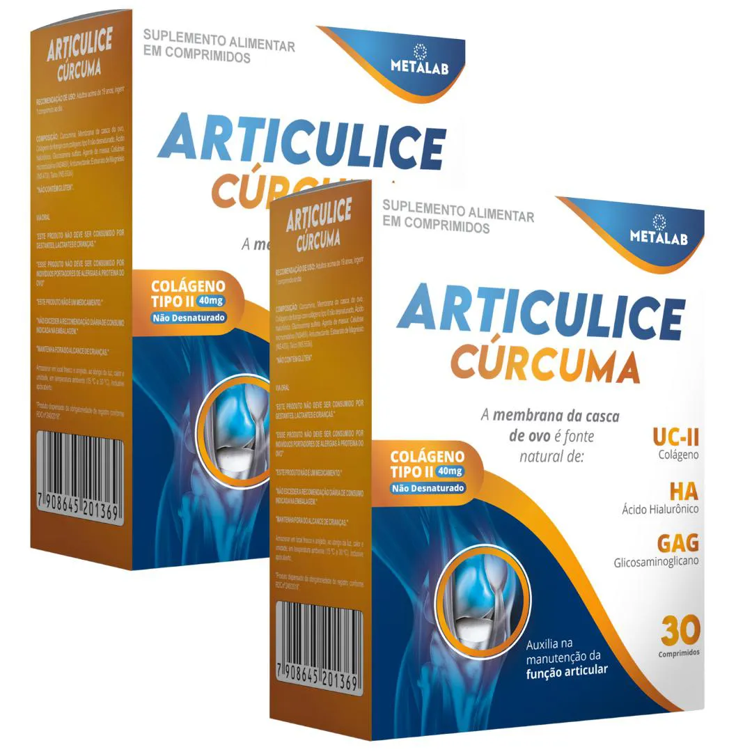 ARTICULICE CURCUMA KIT 2CX COLAGENO TIPO2 ÁCIDO HIALURÔNICO CURCUMA GLUCOSAMINA