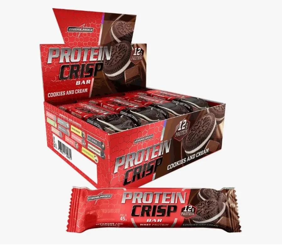 PROTEIN CRISP BAR CX12 COOKIES AND CREAM - INTEGRALMÉDICA