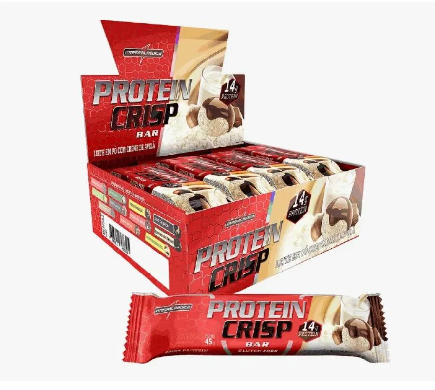 PROTEIN CRISP BAR CX12 LEITE NINHO COM CREME DE AVELÃ - INTEGRALMÉDICA