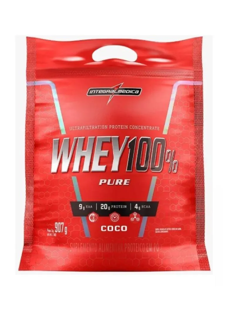 WHEY 100% PURE 900G - COCO - INTEGRALMéDICA