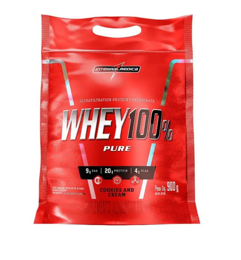 WHEY 100% PURE 900G - COOKIES & CREAM  - INTEGRALMéDICA