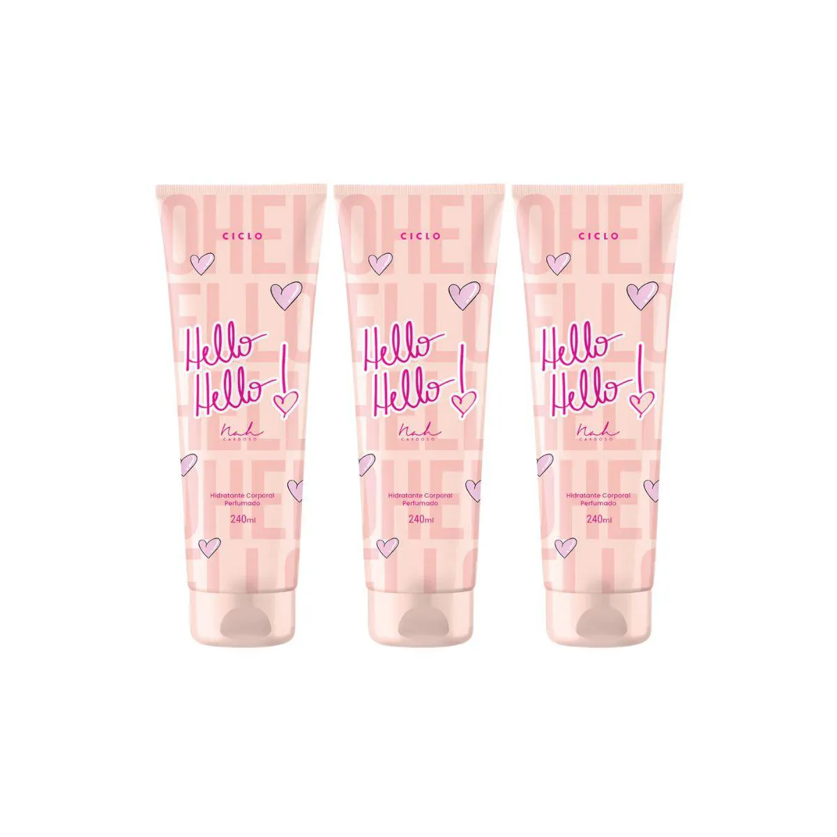 KIT 3UN HIDRATANTE CORPORAL HELLO HELLO CICLO COSMéTICOS 240ML