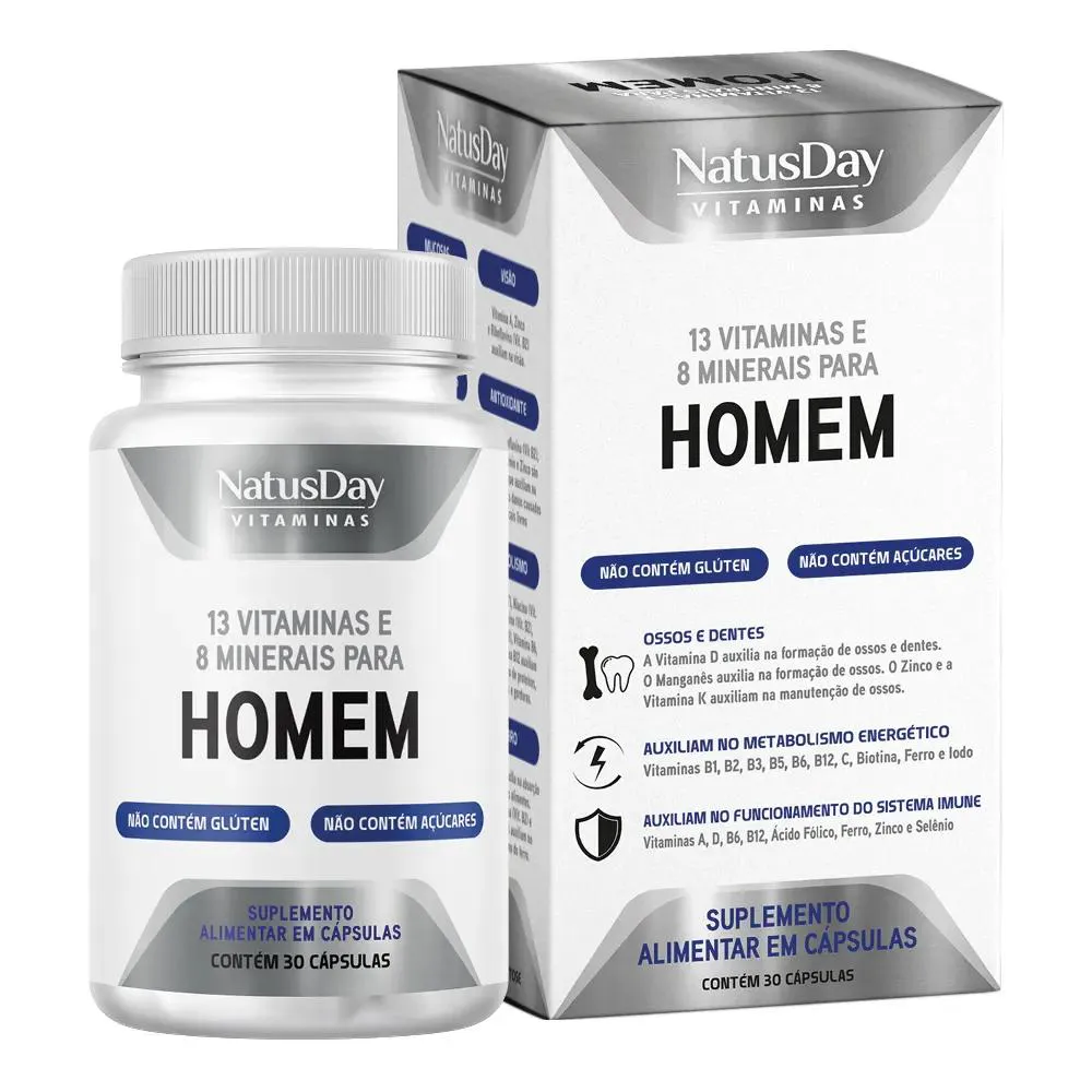 POLIVITAMíNICO HOMEM - 30 CáPSULAS - NATUSDAY