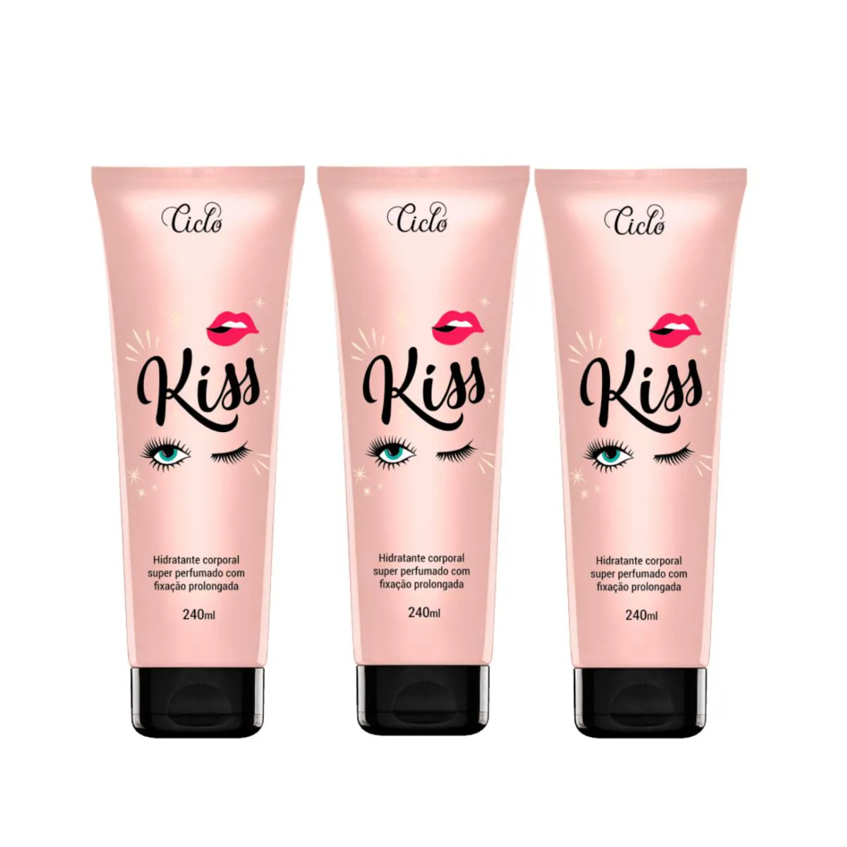 KIT 3UN HIDRATANTE CORPORAL KISS CICLO COSMéTICOS 240ML