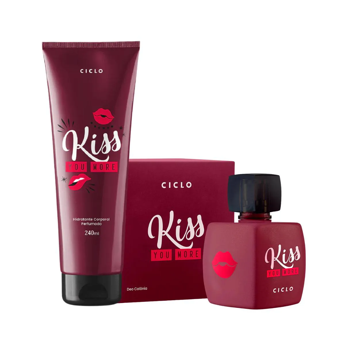KIT CICLO KISS YOU MORE PERFUME 100ML CX + HIDRATANTE 240ML