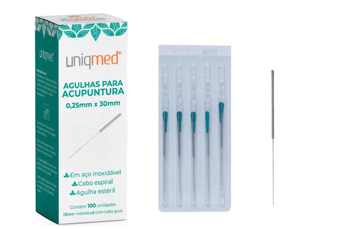 AGULHA PARA ACUPUNTURA (CAIXA COM 100 UNIDADES) - UNIQMED 025x30mm