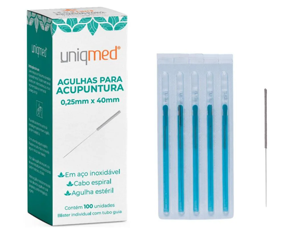 AGULHA PARA ACUPUNTURA (CAIXA COM 100 UNIDADES) - UNIQMED 025x40mm