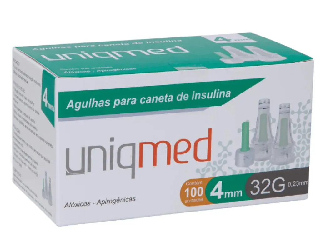 AGULHA PARA CANETA DE INSULINA 4MMX32G (CAIXA COM 100 UNIDADES) - UNIQMED