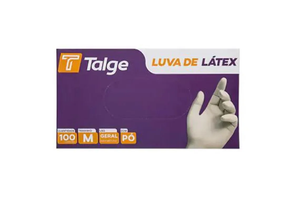 LUVA PARA PROCEDIMENTO DE LáTEX COM Pó (CAIXA COM 100 UNIDADES) - TALGE G