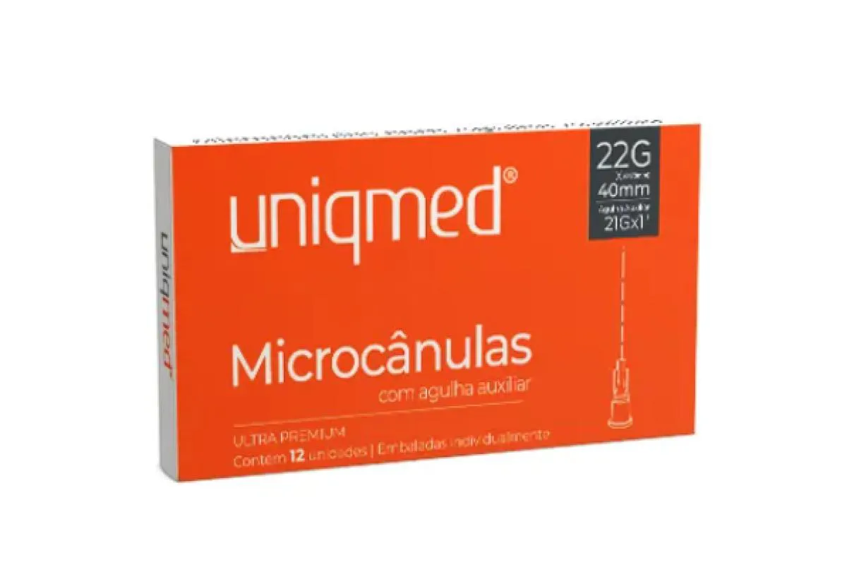 MICROCâNULAS COM AGULHA AUXILIAR PARA PREENCHIMENTO 22G (0,70MM) X 50MM 21GX1 (CAIXA COM 12 UNIDADES) - UNIQMED