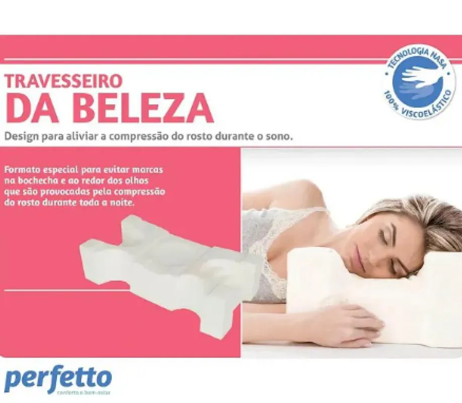 TRAVESSEIRO DA BELEZA ANTI RUGAS PERGIL BAIXO + CAPA EXTERNA EM PLUSH - PERFETTO